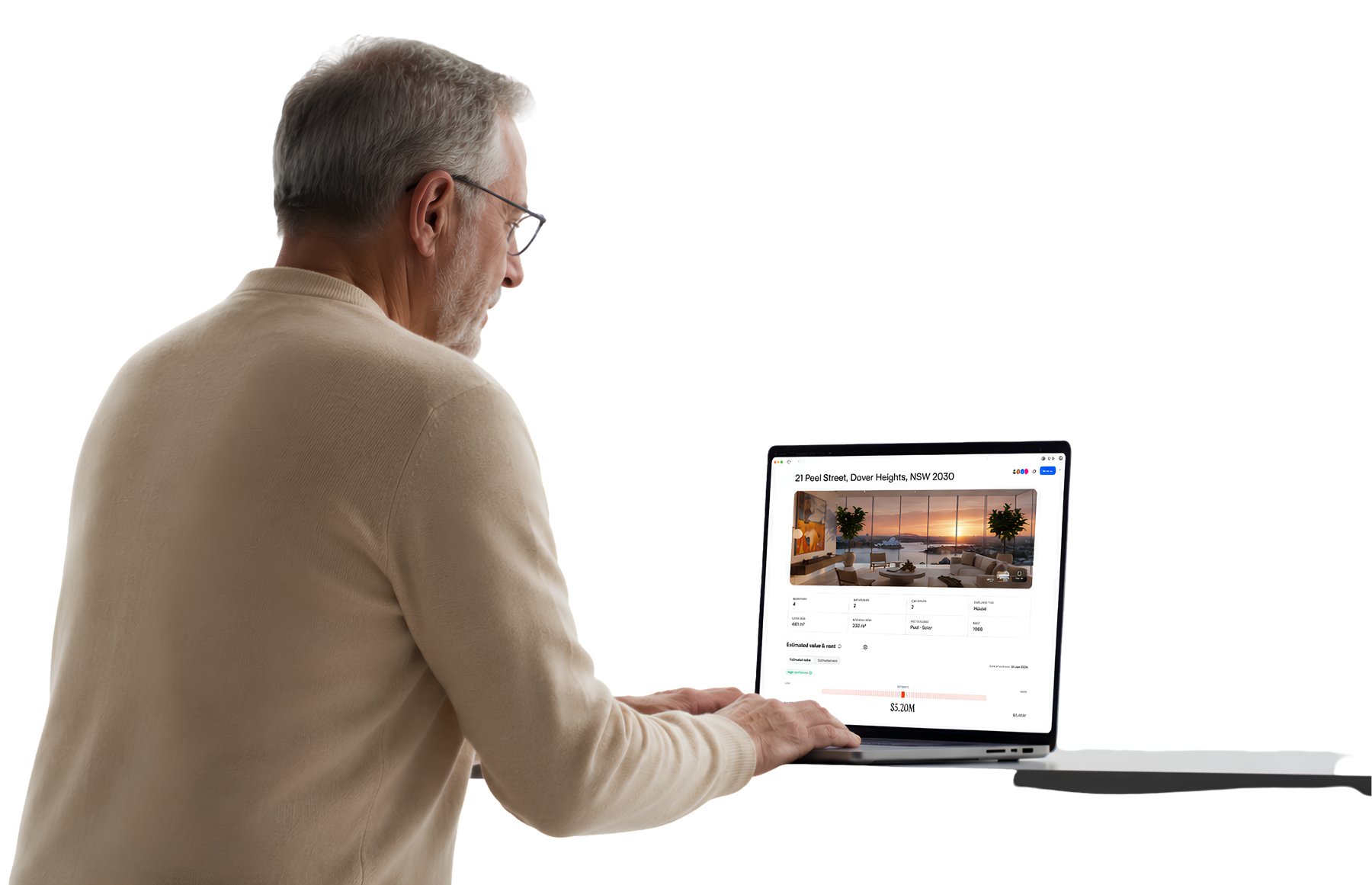 Seller checking their home's estimated value on a laptop